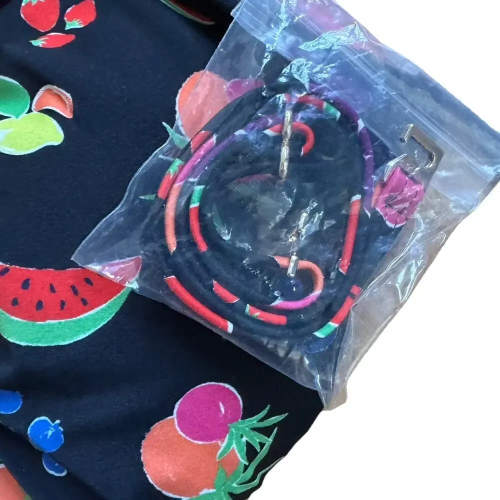 NEW Kate Spade Women’s Bandeau One-Piece Swimsuit Black Fruit Print SMALL